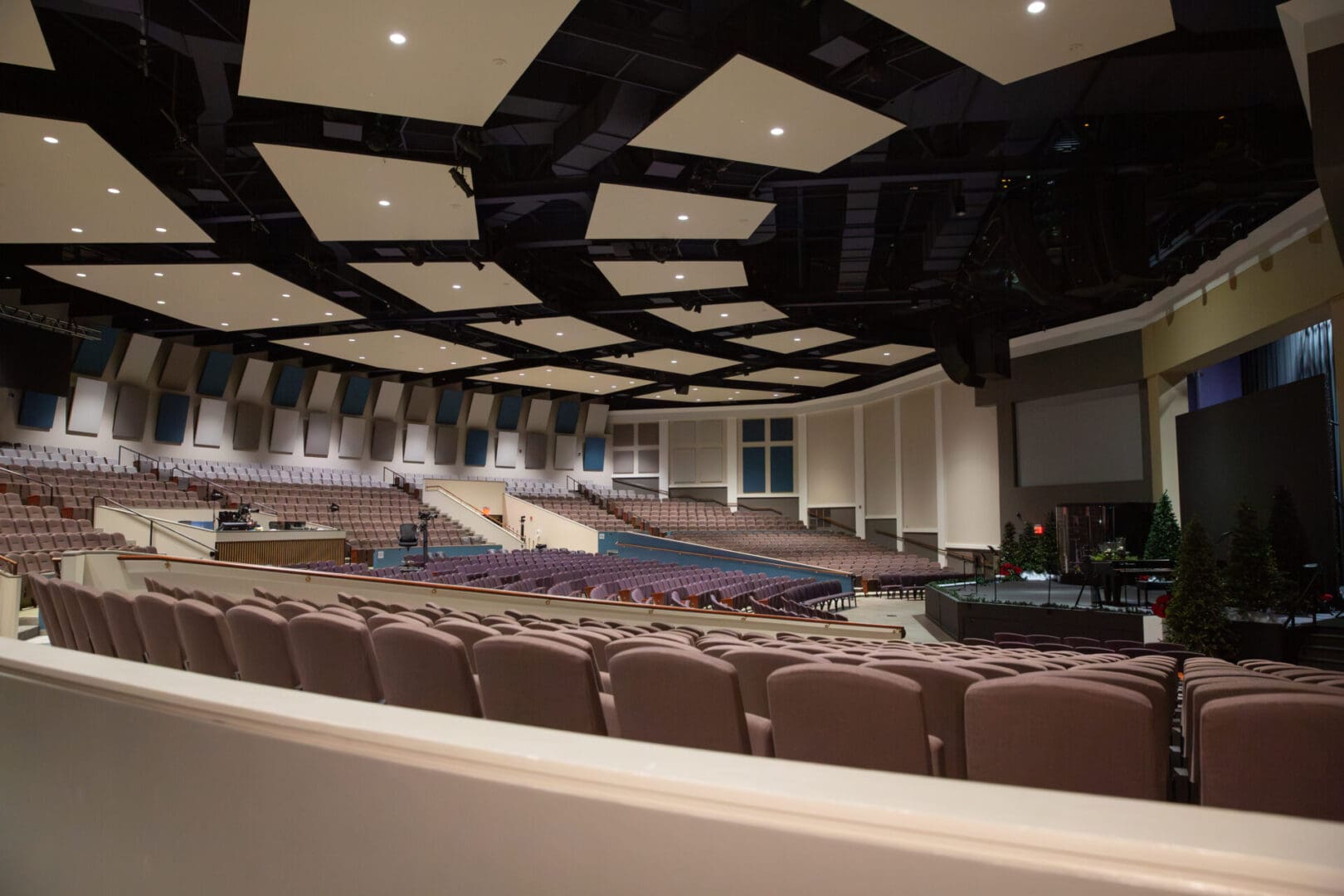 A wide photo of the worship area at Bible Chapel church in the South Hills of Pittsburgh, PA.